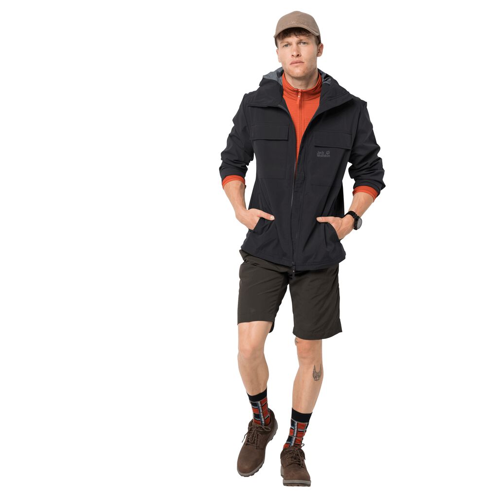 Jack Wolfskin SUMMER STORM Férfi Őszi Kabát Fekete - PZDWJA-286